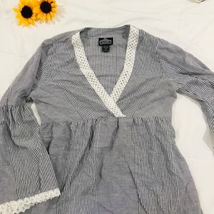 Bohemian blue & white striped blouse